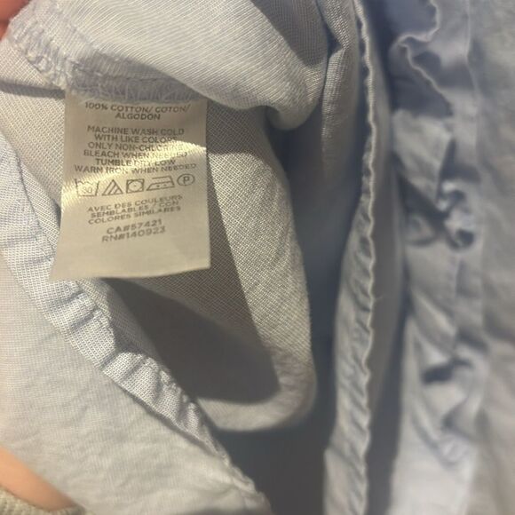 LOFT Sky Blue Ruffle Collar top SZ Xlarge - Picture 8 of 11